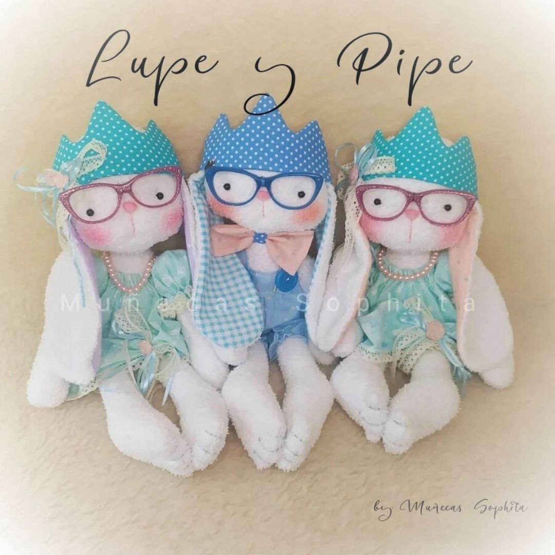 Molde conejos Lupe y Pipe