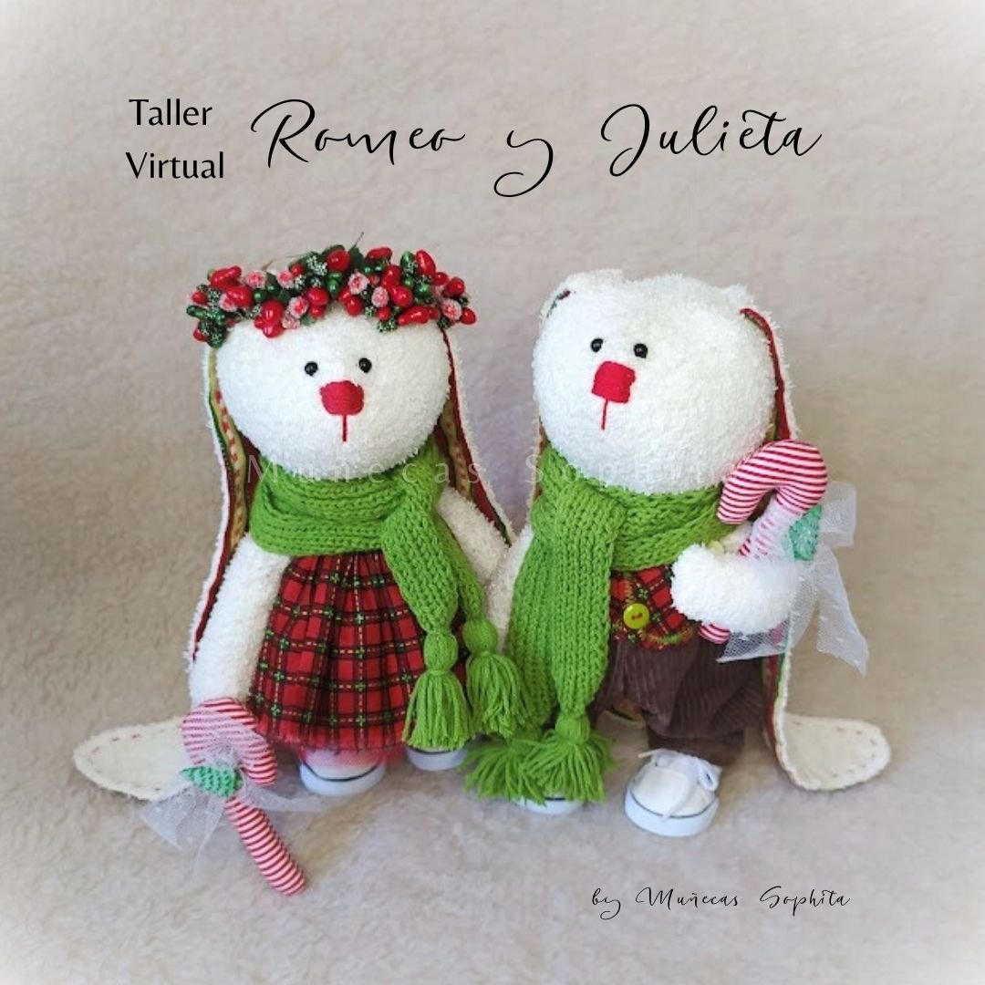 Taller Virtual Conejitos Romeo y Julieta (extra osita)
